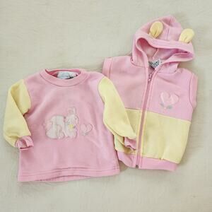 Vintage Matching Vest/Shirt Bunny/Heart Set 18 months